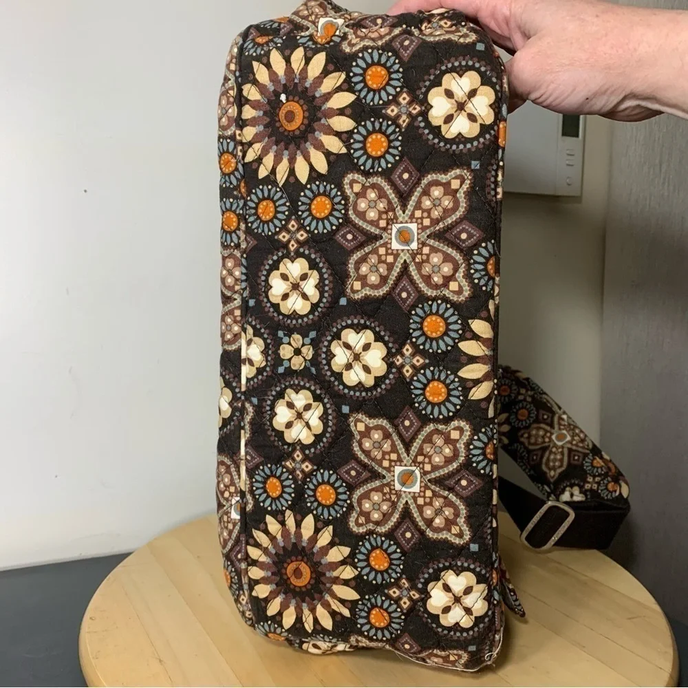 Vera Bradley Crossbody Baby Diaper Messenger Floral Travel Bag Brown Ajust Strap - Picture 5 of 13